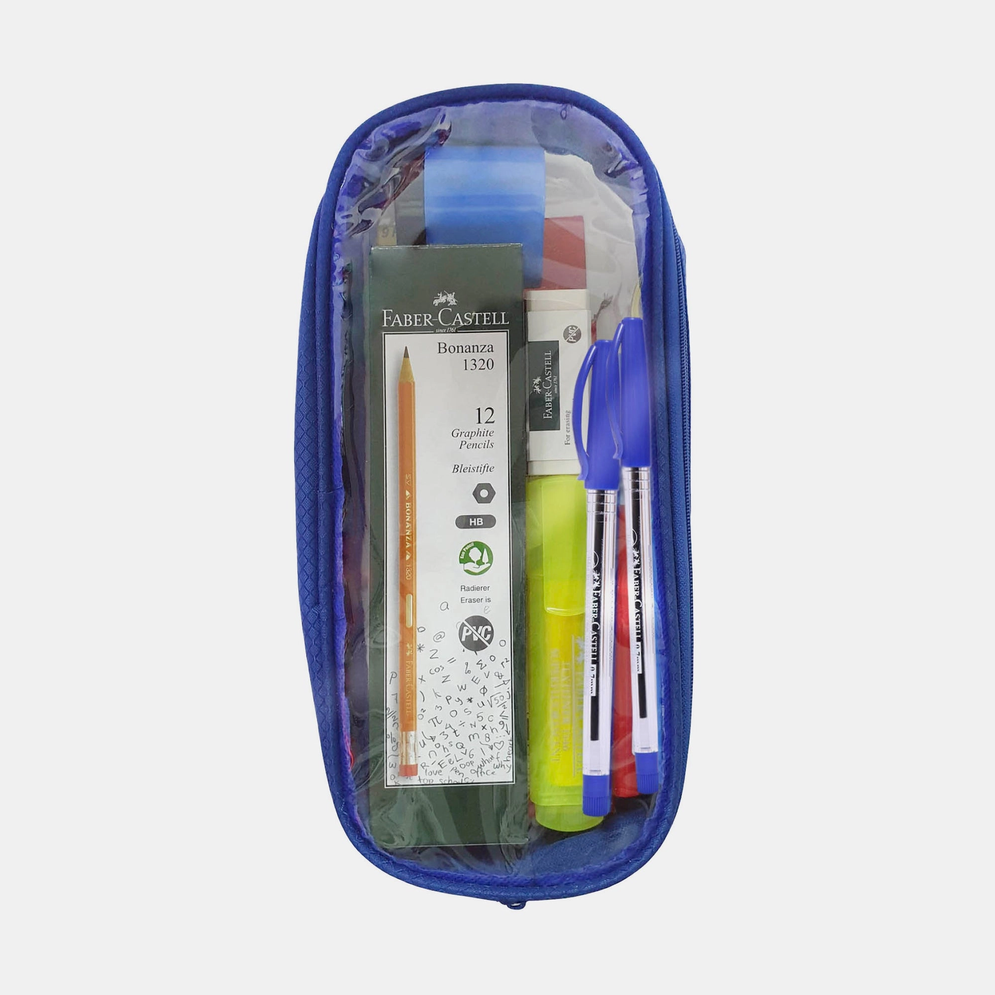 Faber-Castell Geometry Box + Graphite Pencil Hb + Highlighter + Eraser + Correction Pen + Glue Stick + Ball Pen + Sharpener - 28 piece(s)