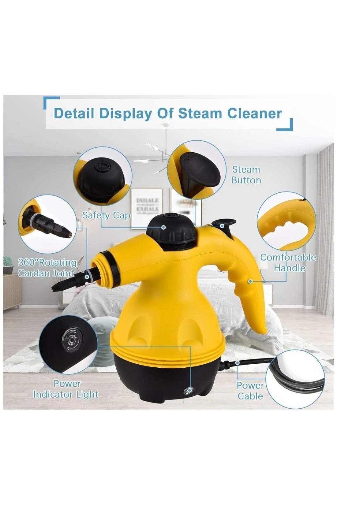 Portable Handheld Steam Cleaner - 1000W 9 Accessories