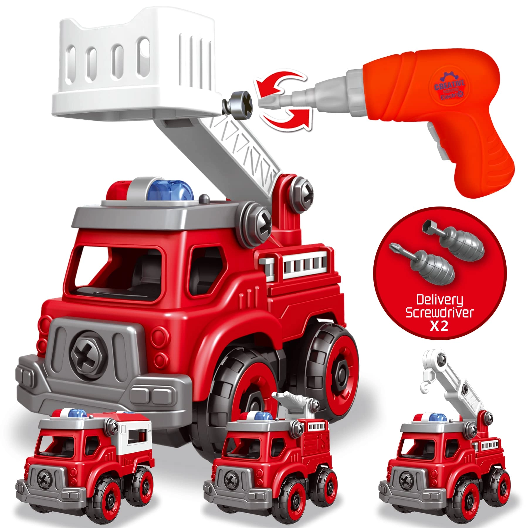 toyk 4-in-1 Take Apart Toys - Fire Truck