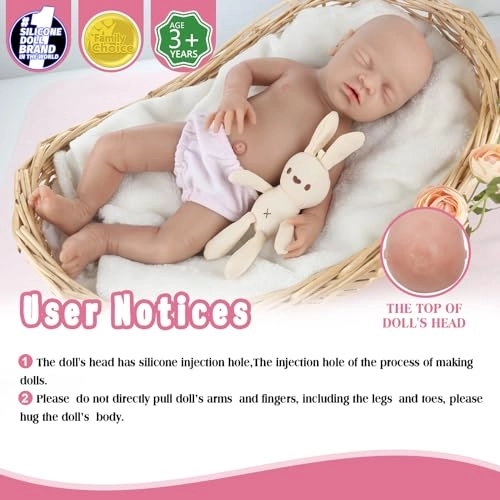 Doll - 40 cm Silicone Girl Eyes Closed at Rest Ages 3 months+