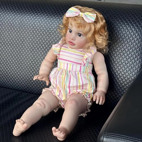 Pippa Reborn Baby Doll - 26 inch Cotton Vinyl Hand-rooted Curly Hair Ages 3+