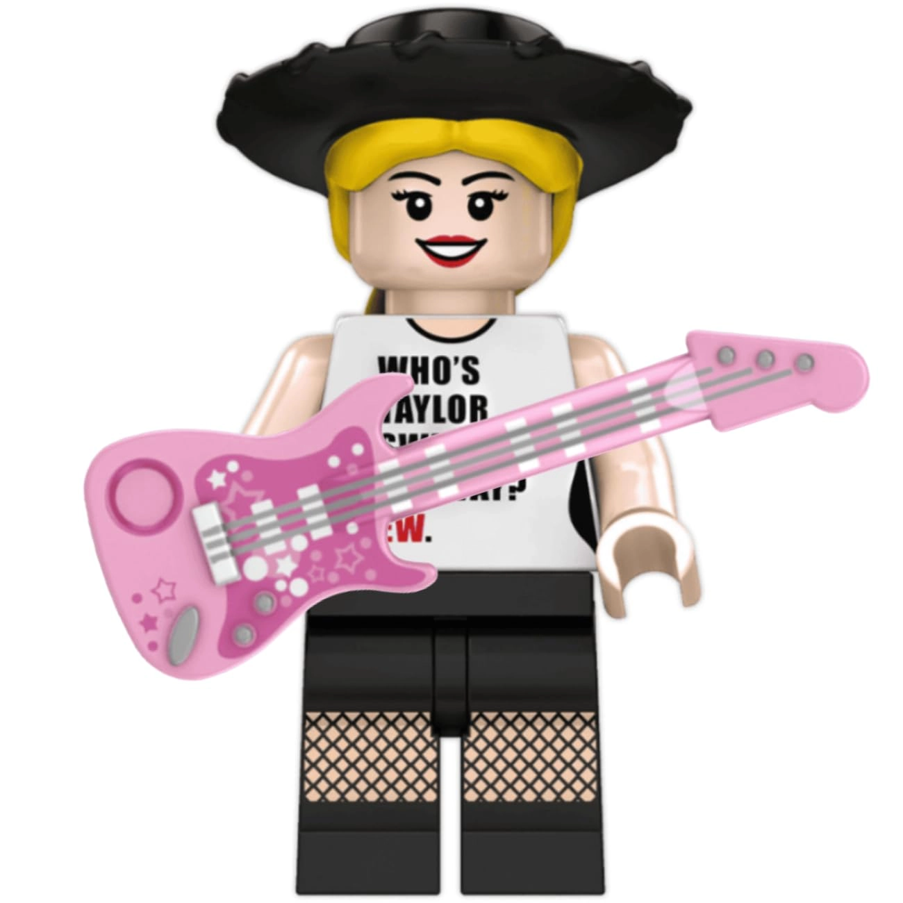 Superstar Minifigure - Blue Dress and Red Electric Guitar Set