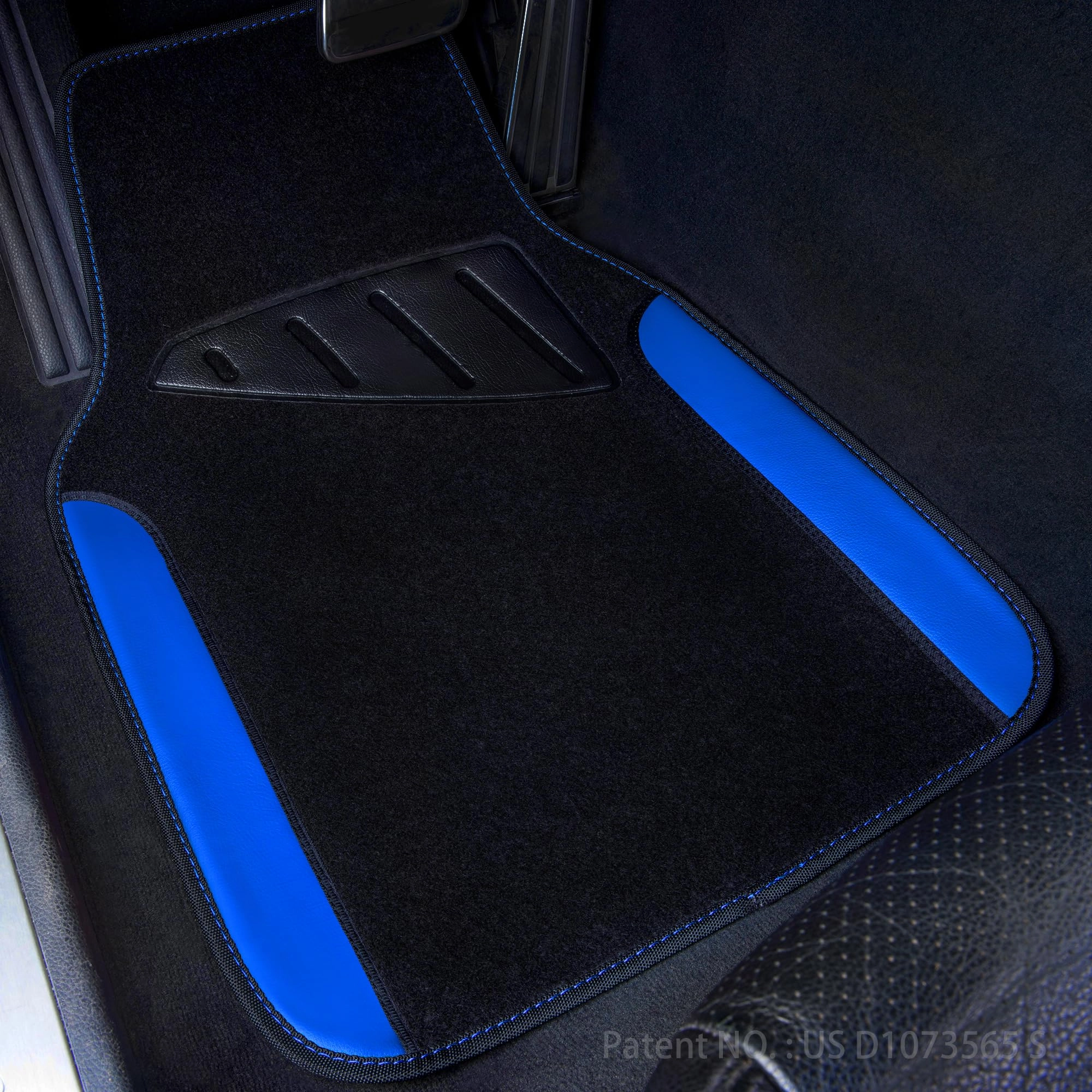 Faux Leather Car Mats - Blue Edge Universal Fit