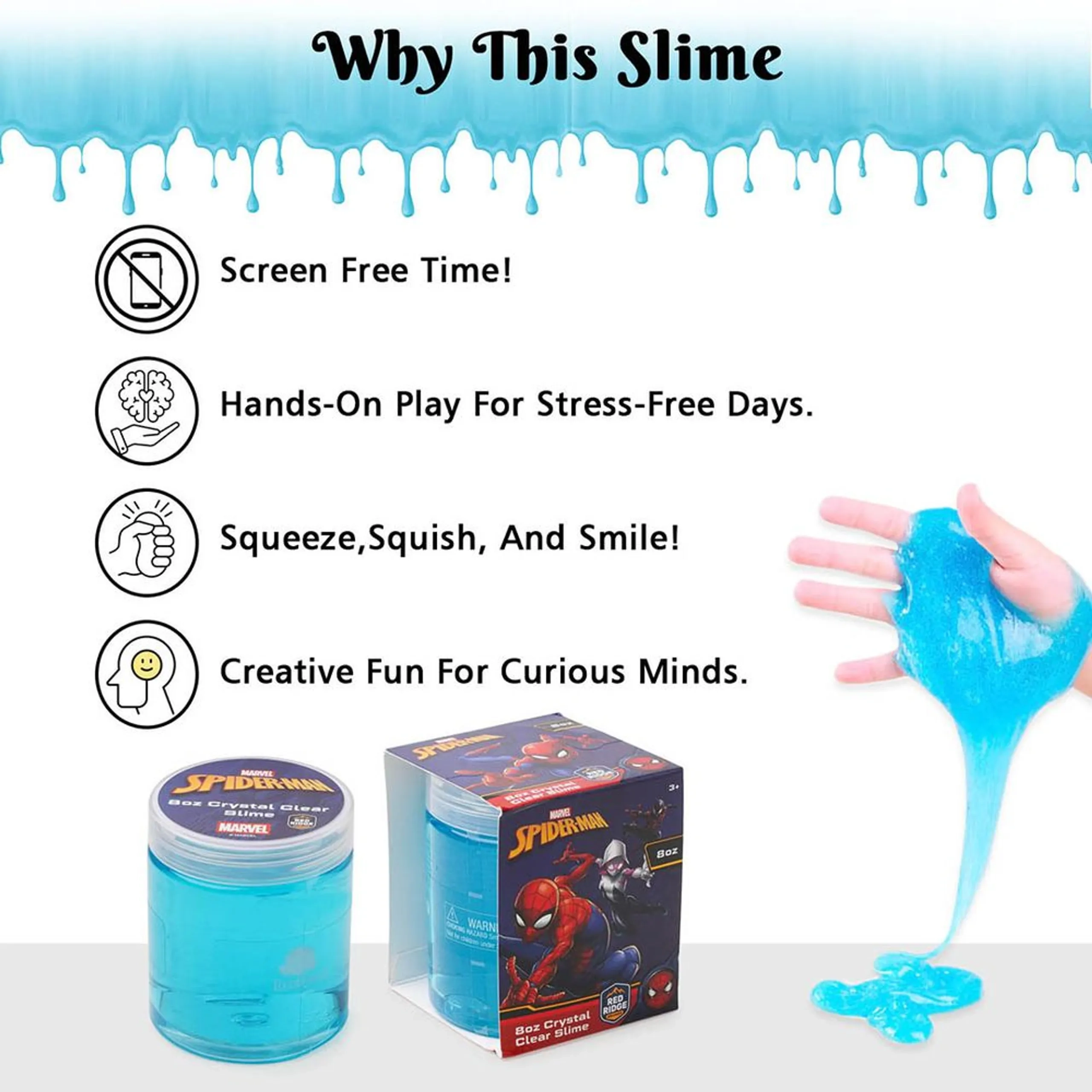 Marvel Spider Man Crystal Clear Slime - 3+ years