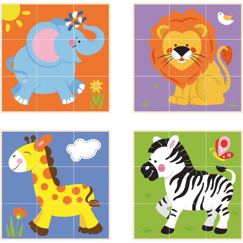 Stacking Cube Puzzle Wild Animals - Suitable for 2 years & above 9 pieces