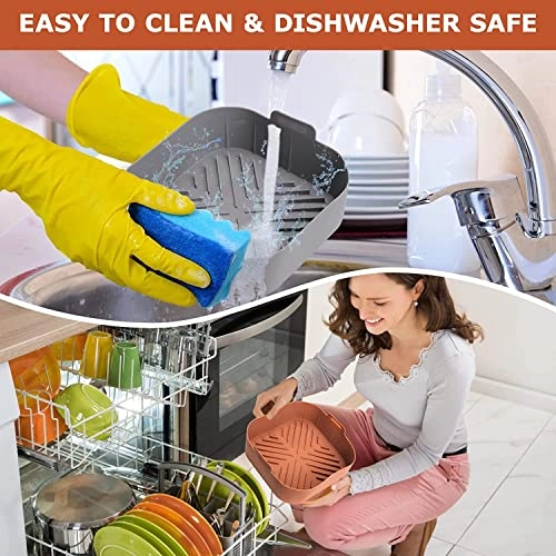 Silicone Air Fryer Basket Liners - Aluminum, Plastic 2Pcs