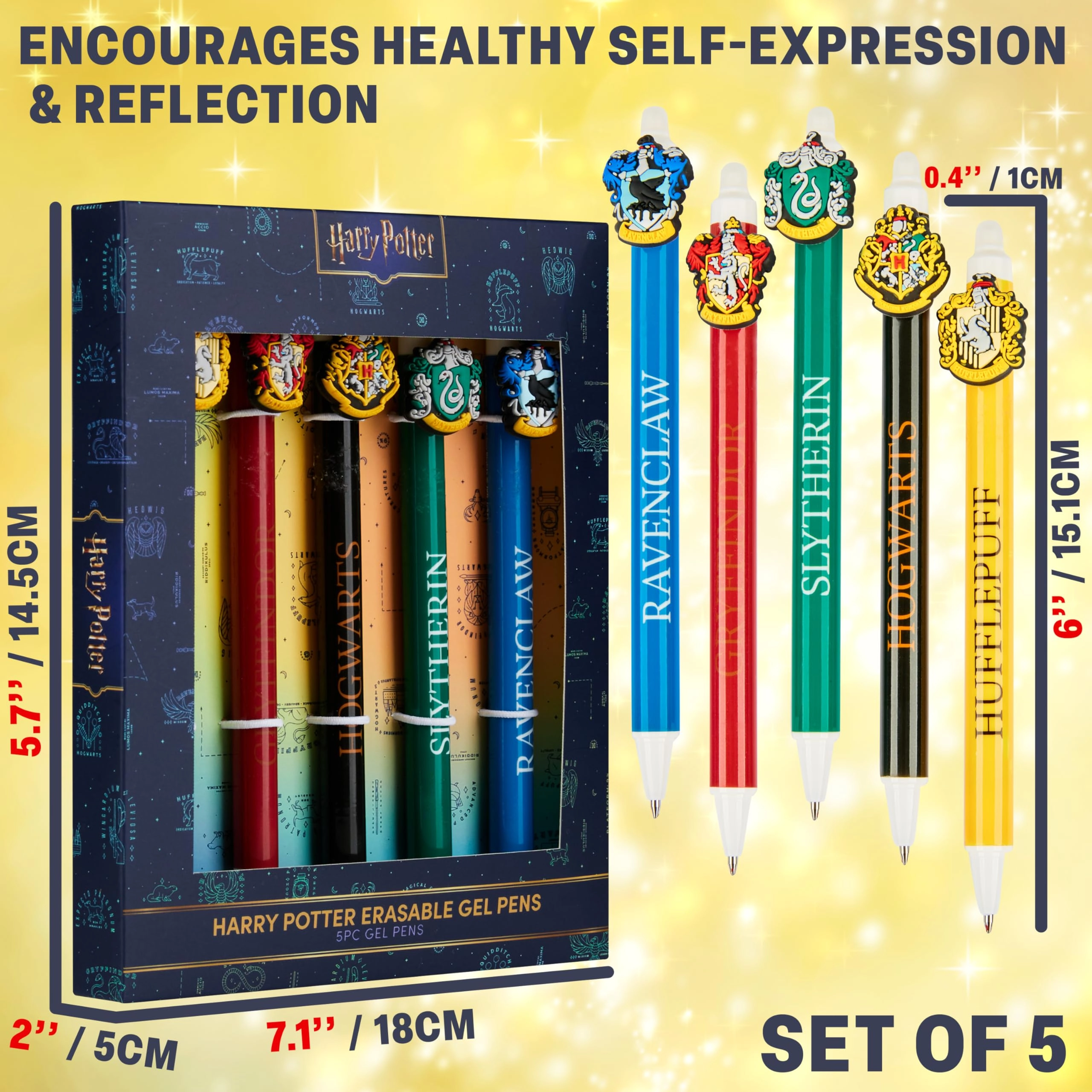 Harry Potter Erasable Gel Ink Pens - 5pcs 0.02in Inches