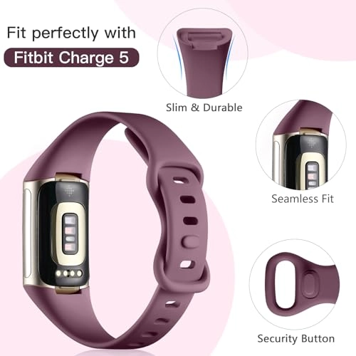 Soft Silicone Slim Watch Band for Fitbit Charge 5/Charge 6 - Black/Slate/Navy Blue/Pine Green