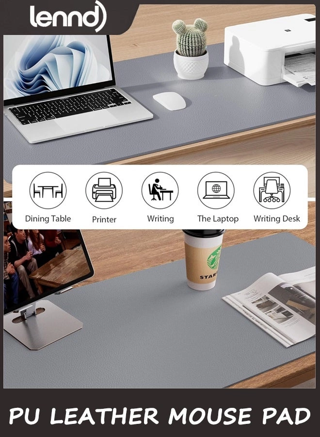 Non-Slip Large PU Leather Office Mouse Pad - 80x40 cm
