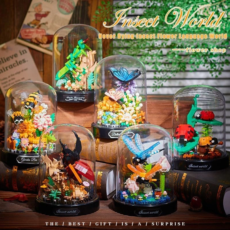 Dragonfly Eternal Flower - Construction Toy Interior Decoration