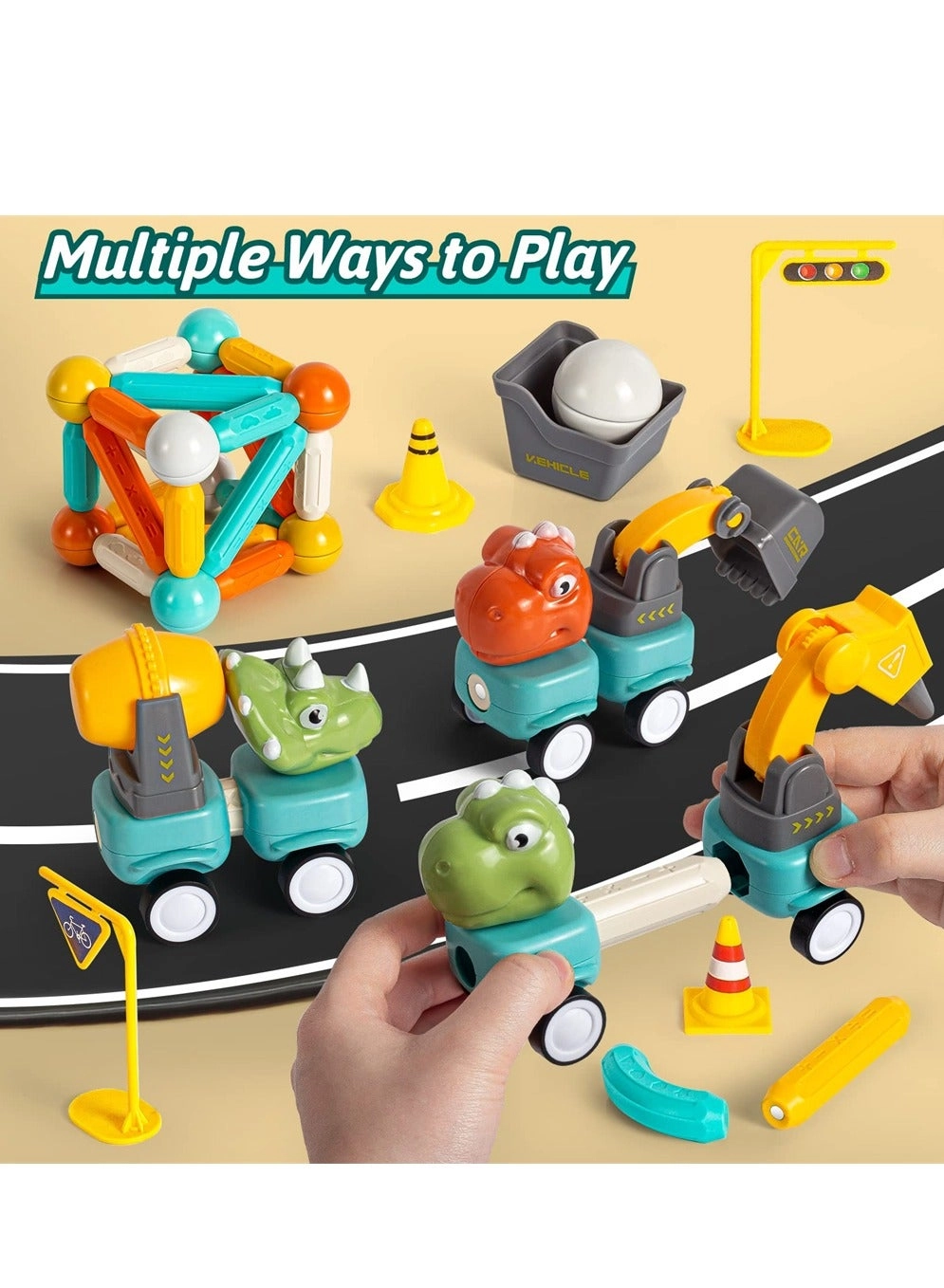 Magnetic Dinosaur Building Blocks - 84 pcs