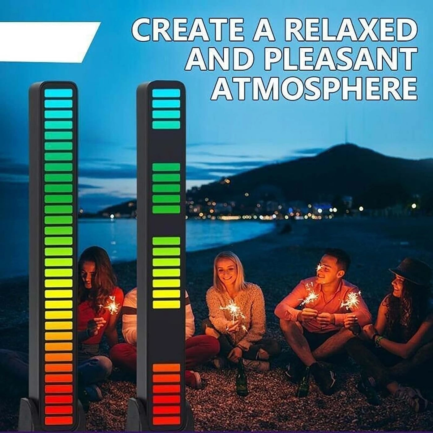 RGB Sound Reactive LED Light Bar - White Black Silver