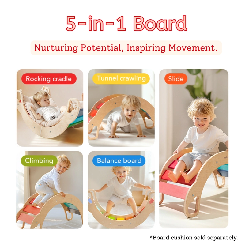 Rainbow Wooden Climber - 4-in-1 With Cushion