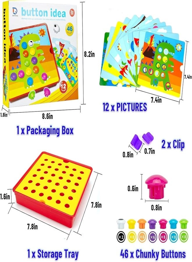 Button Art Toys Dinosaur - 3-5 Years Old