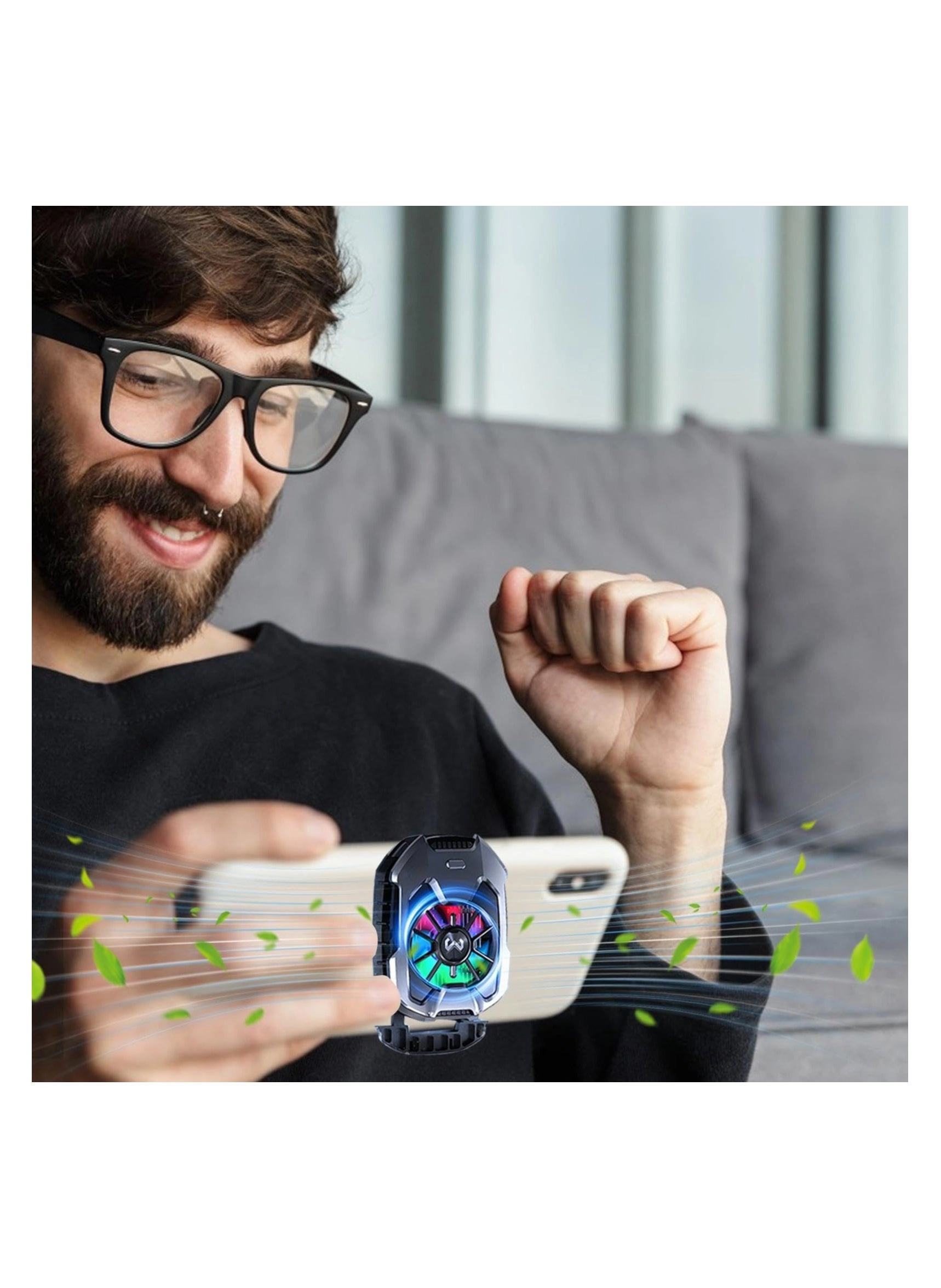 Mobile Phone Cooling Fan - 67g Magnetic RGB