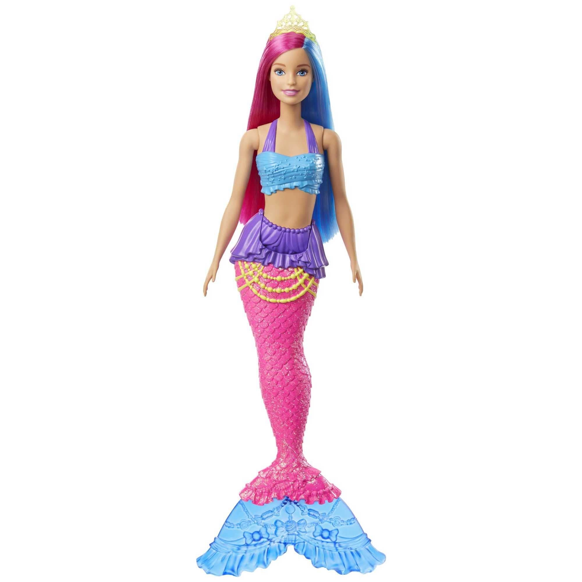 Barbie Dreamtopia Mermaid Doll - 12-inch Pink and Blue Hair Tiara Ages 3+