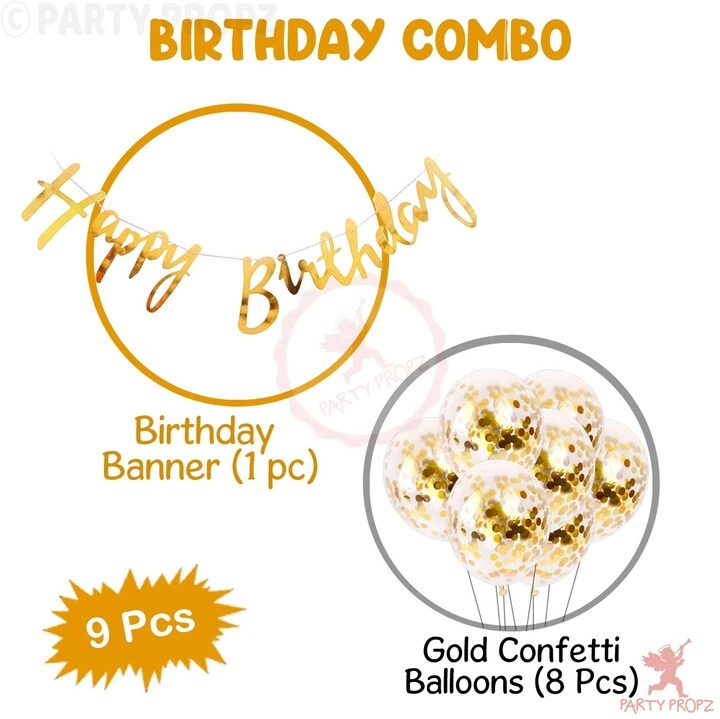Birthday Banner With Confetti Balloons - 9 piece(s) Birthday