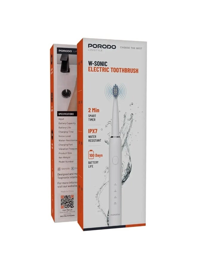 W-Sonic Electric Toothbrush - 100 Days Battery Life IPX7 19000 Stroke/Minute