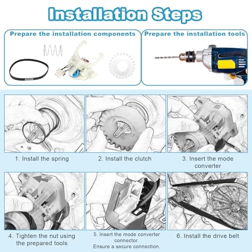 WH03X30517 - shift actuator + WH01X27538 - drive belt + WH05X24185 - clutch + WH01X24434 - spring