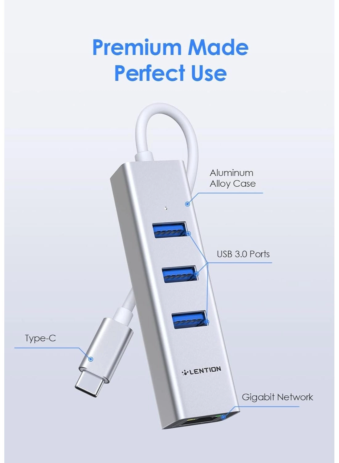 USB C Hub - 4K HDMI Gigabit Ethernet 3 USB 3.0