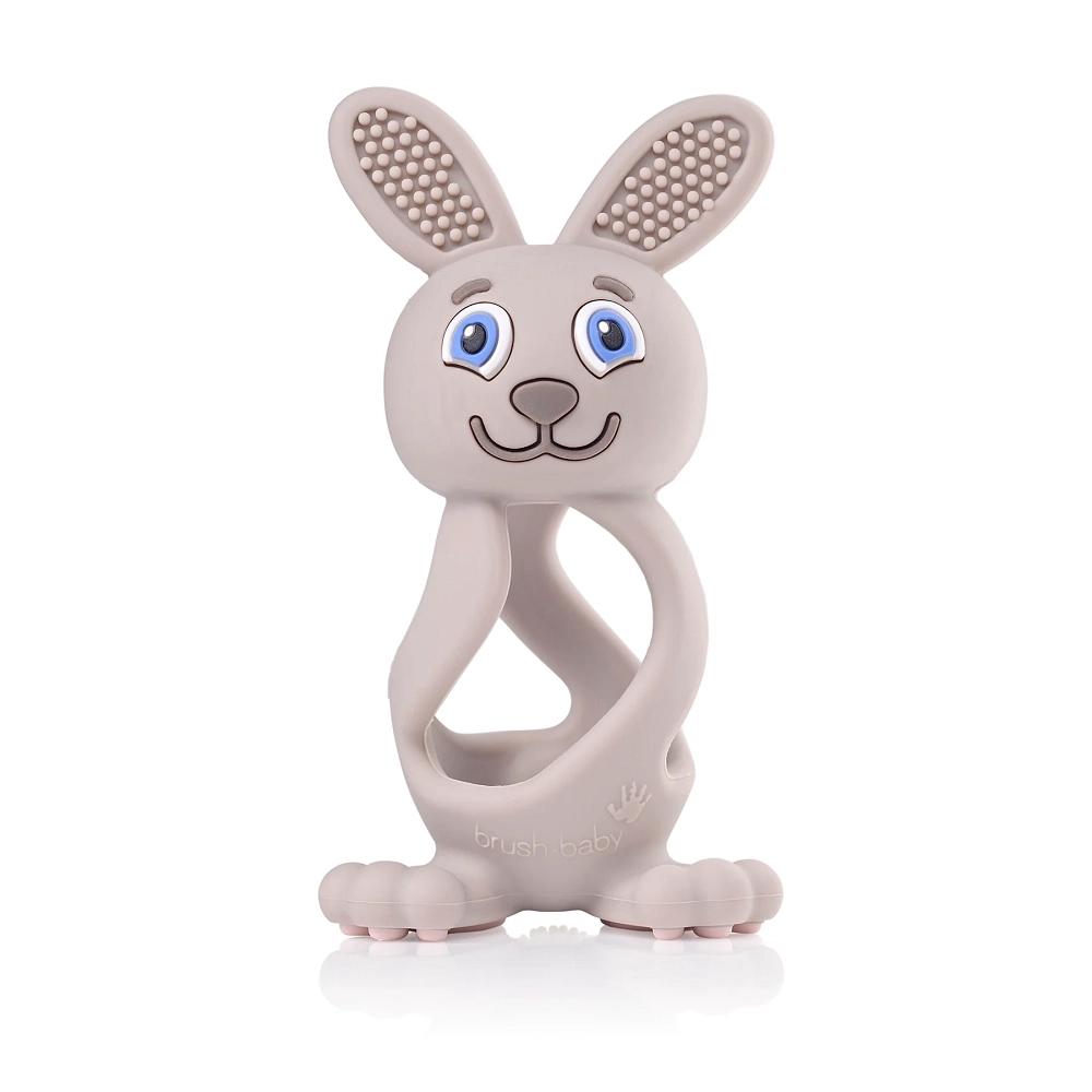 BrushBaby Bobbie Bunny Teether - non-toxic, soft, food-grade silicone