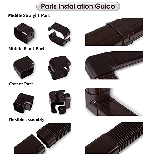 Line Set Cover Kit - fits for most mini split or central AC system ranging from 7000 BTU to 24000 BTU