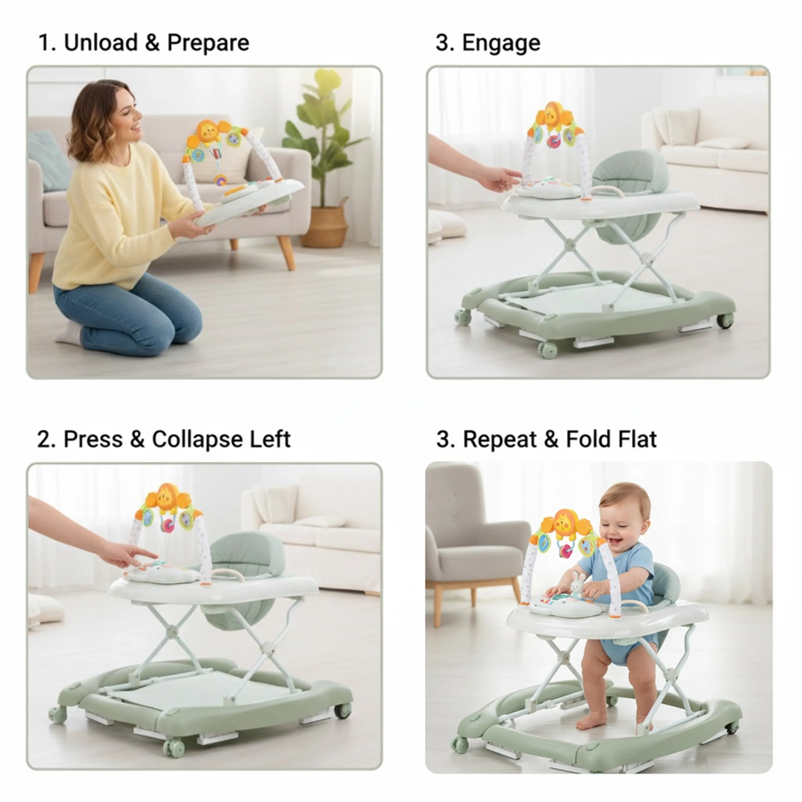 5 In 1 Baby Walker Set - Green