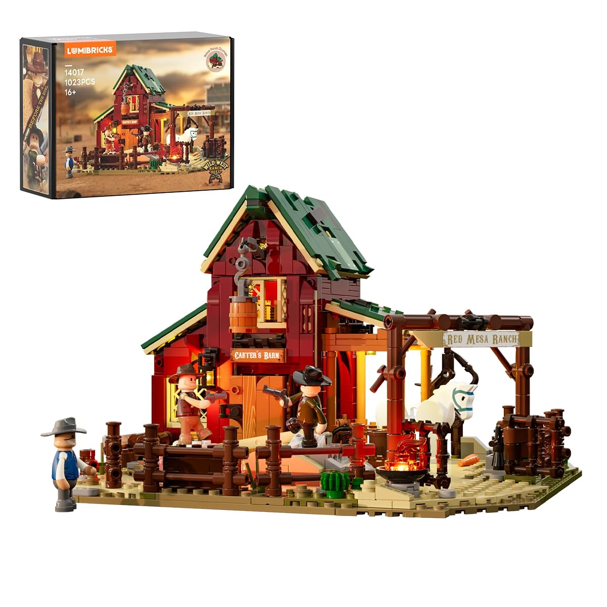 Lumibricks Wild West Ranch Duel (14017-EU) - 3 minifigures 1 horse 5 lightup spots