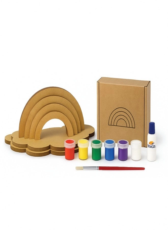 MDF Rainbow Craft Kit - Wooden Cutout 6 Colors 5x7 Inch