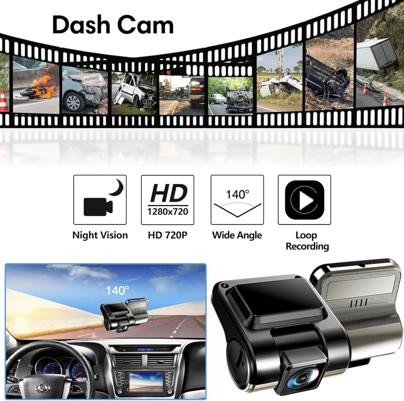 Double Din Car Stereo - 7 Inch Dash Cam