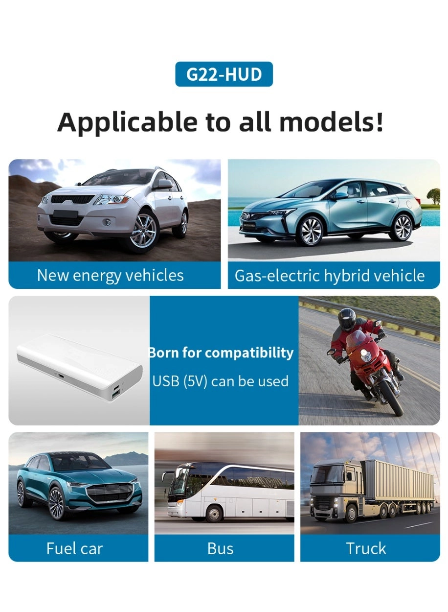 Digital Heads Up Display - GPS 6 modes USB Plug and Play