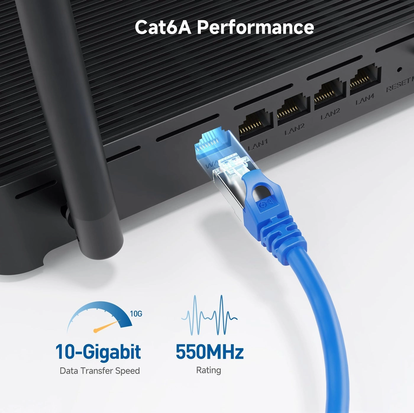 10Gbps Snagless Shielded Cat 6A Ethernet Cable - 14ft