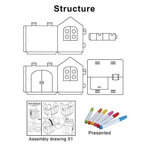 Cardboard Play House - L 27 * 21.3 * 16.9in 6 Markers