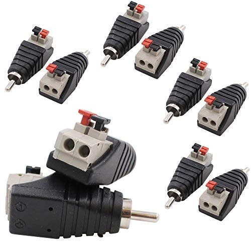 exgoofit Speaker Wire Cable to Audio Male RCA Connector Adapter Plug Jack Pack