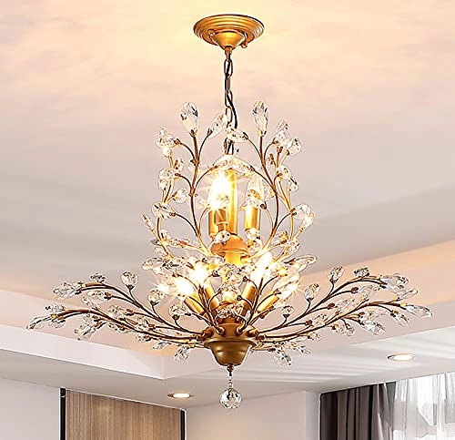 Crystal Chandelier - 8 Lights Gold