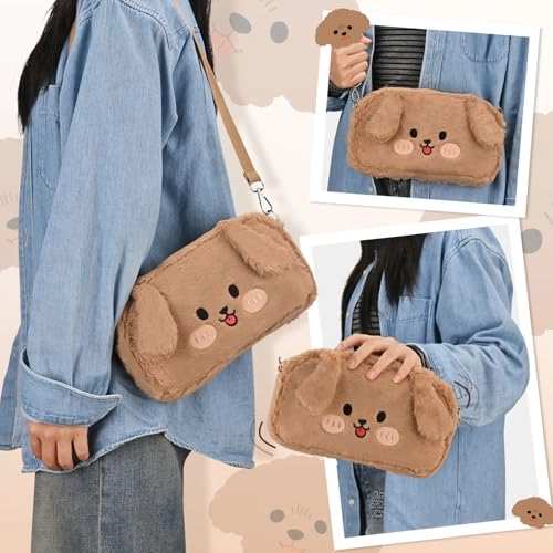 Switch Lite Carrying Case - Brown Dog + Switch Lite Screen Protector + Switch Game Case + Switch Thumb Caps