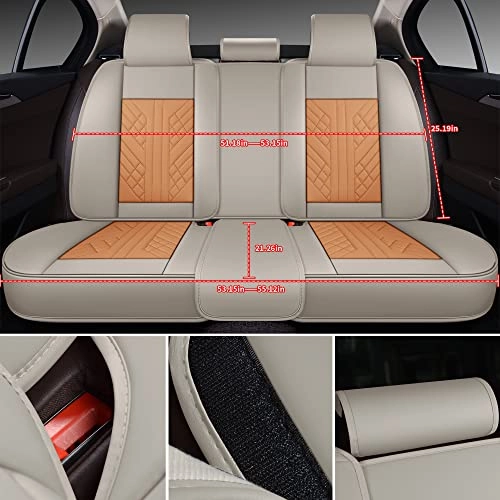 Bench Seat Cover - Rear Seat Faux Leather Khaki and Orange