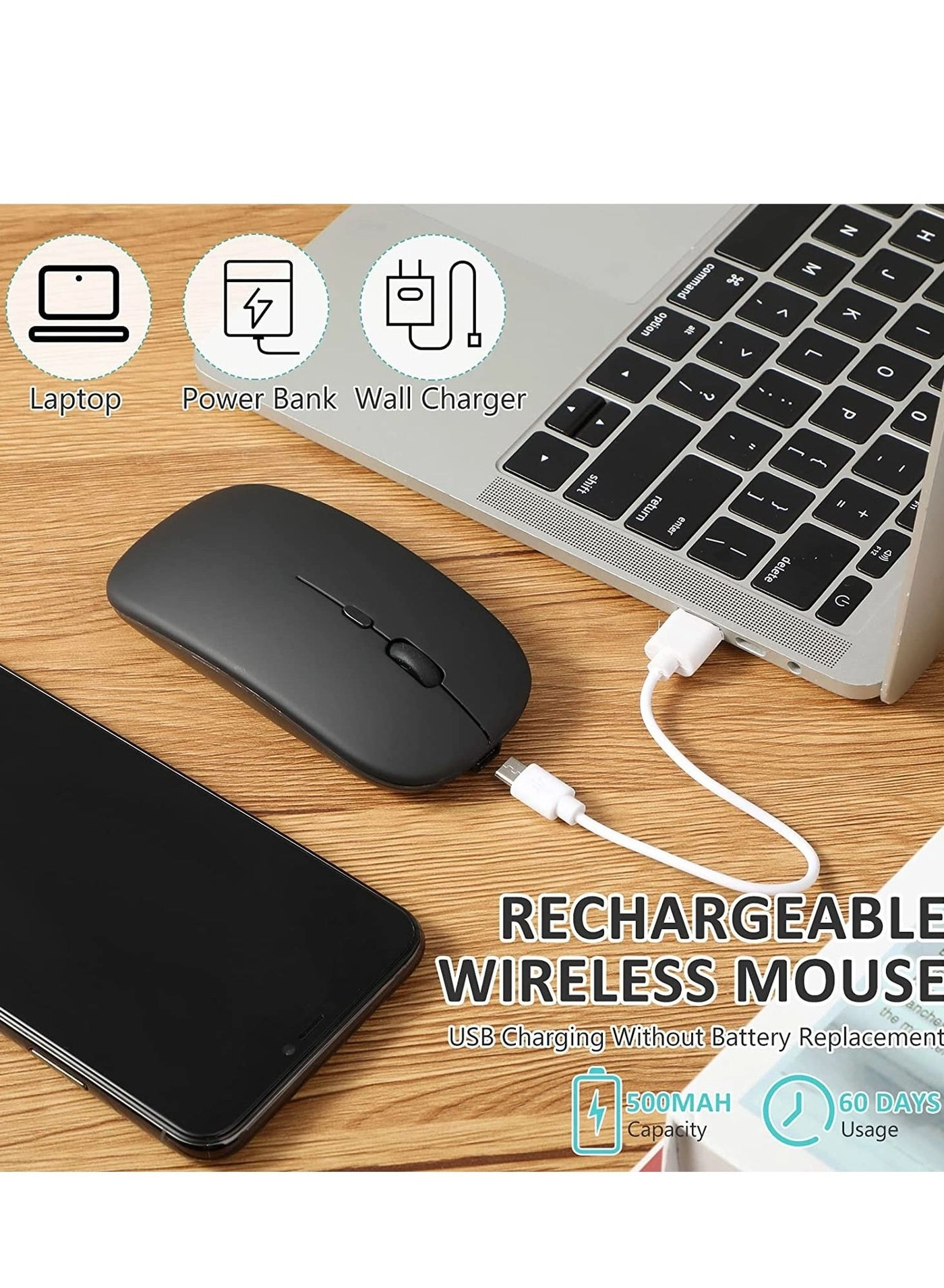 Slim Rechargeable Dual Mode Mouse - Wireless