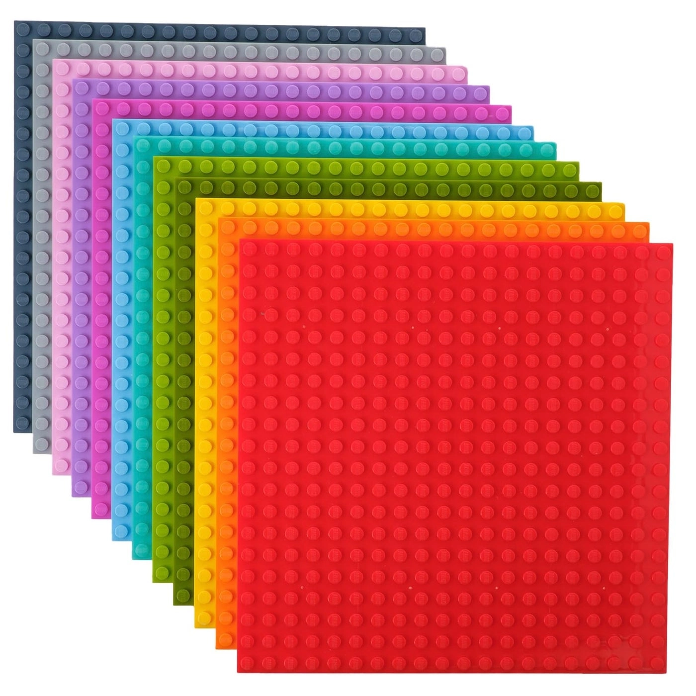 Large Building Blocks Baseplates - Rainbow Colors 12 pcs