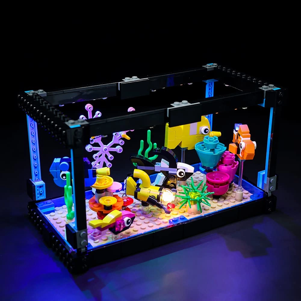 Kyglaring LED Lighting Kit - for lego 31122 fish tank Multicolor USB cable battery box