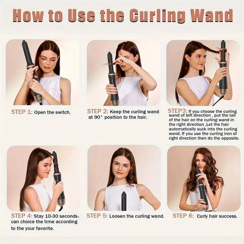 Air Styler - 6 in 1 Negative Ionic 3 Heat Settings
