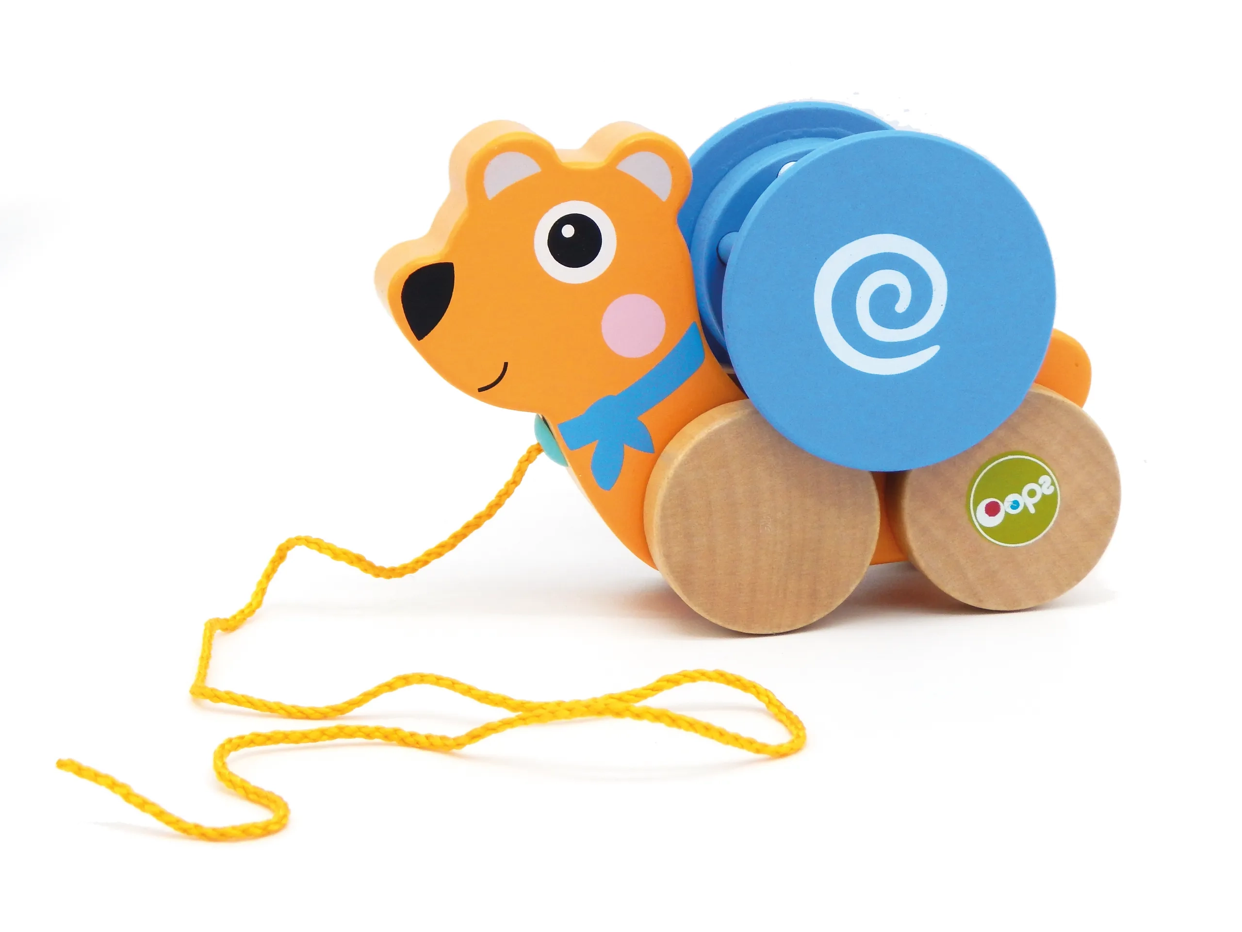 Pull & Fun - Bear 4 wooden rolling wheels