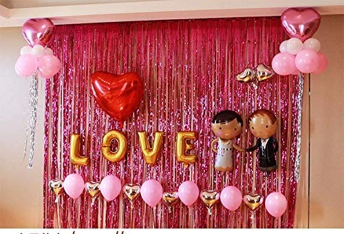 Pink Foil Curtain - Pack of 1 Pc Baby Shower, Birthday, Graduation Day, Halloween, Wedding_and_Engagement