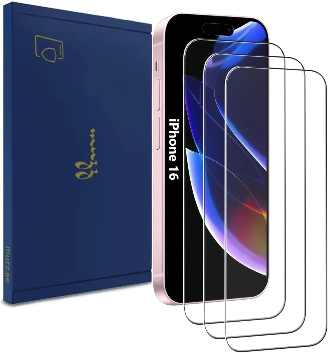 Muzz International Clear Screen Protector for iPhone 16 - 6.1-inch Tempered Glass