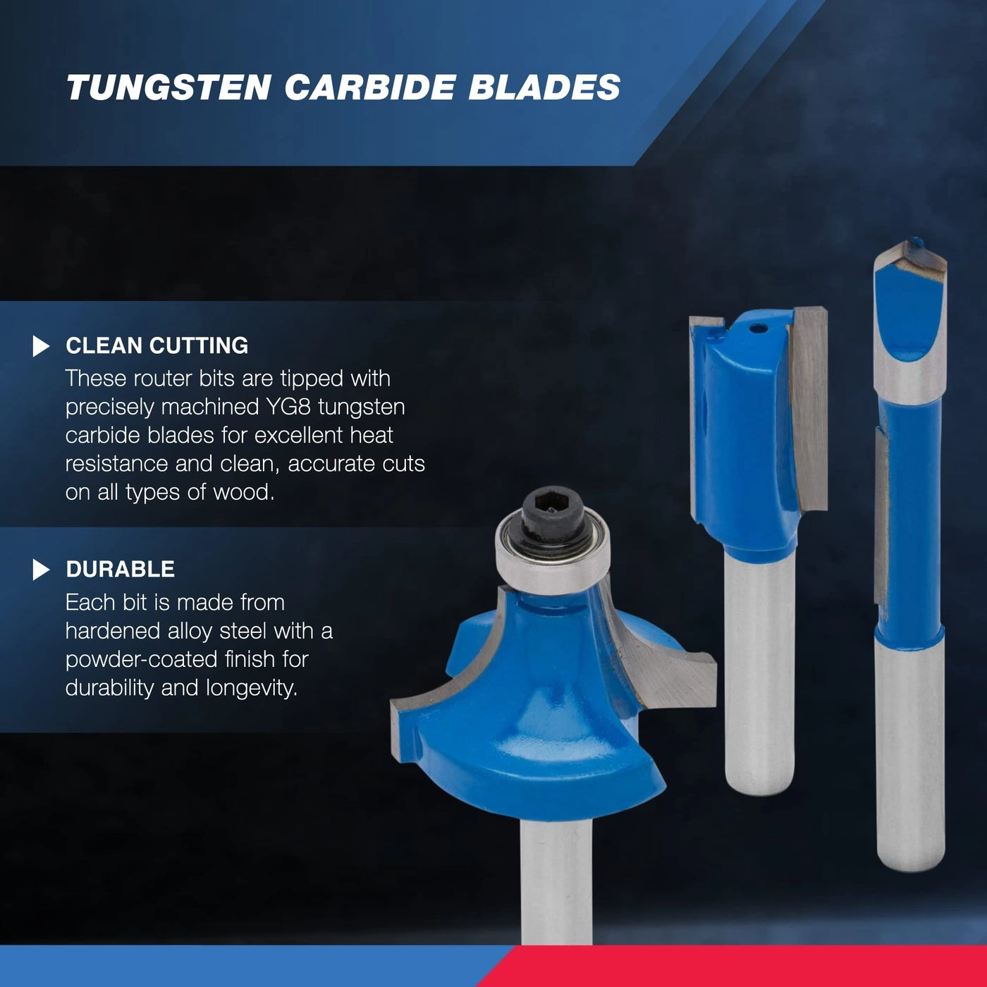10100 Tungsten Carbide Router Bits - 1/4-inch 15 pieces