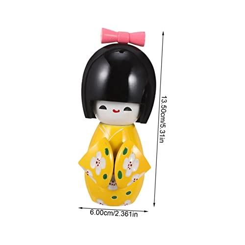 Kimono Doll - 13.5X6X6CM Wooden Yellow Set