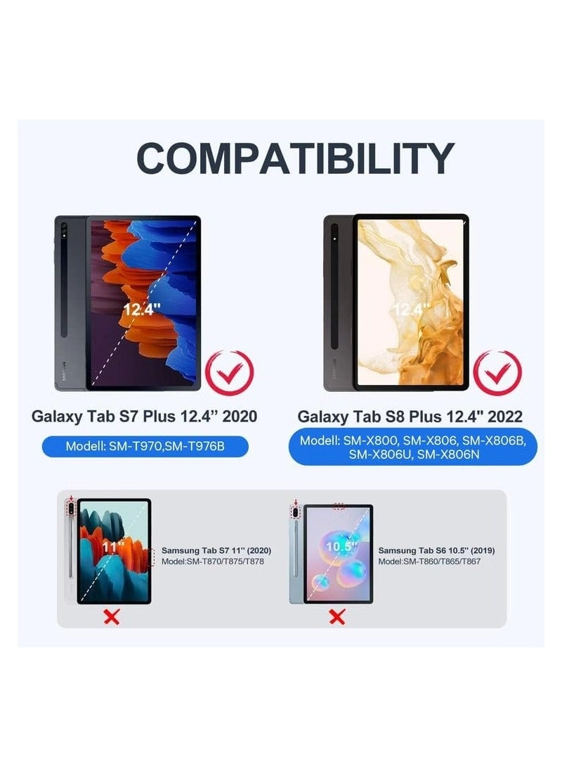 Keyboard Case with Detachable Keyboard for Galaxy Tab S8 Plus 12.4-inch (2022) / Galaxy Tab S7 Plus 12.4-inch (2020)