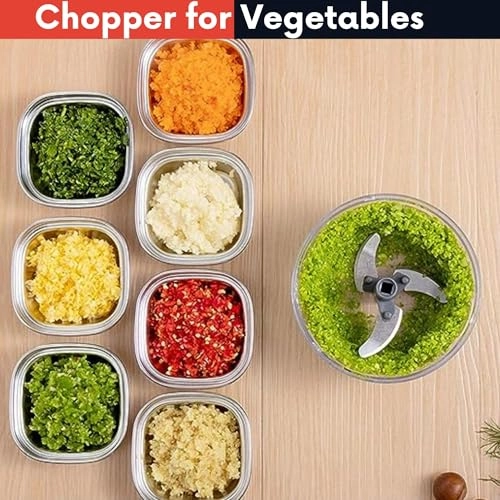 Manual Food Chopper - 500 Millimeters 3 Stainless Steel Blades