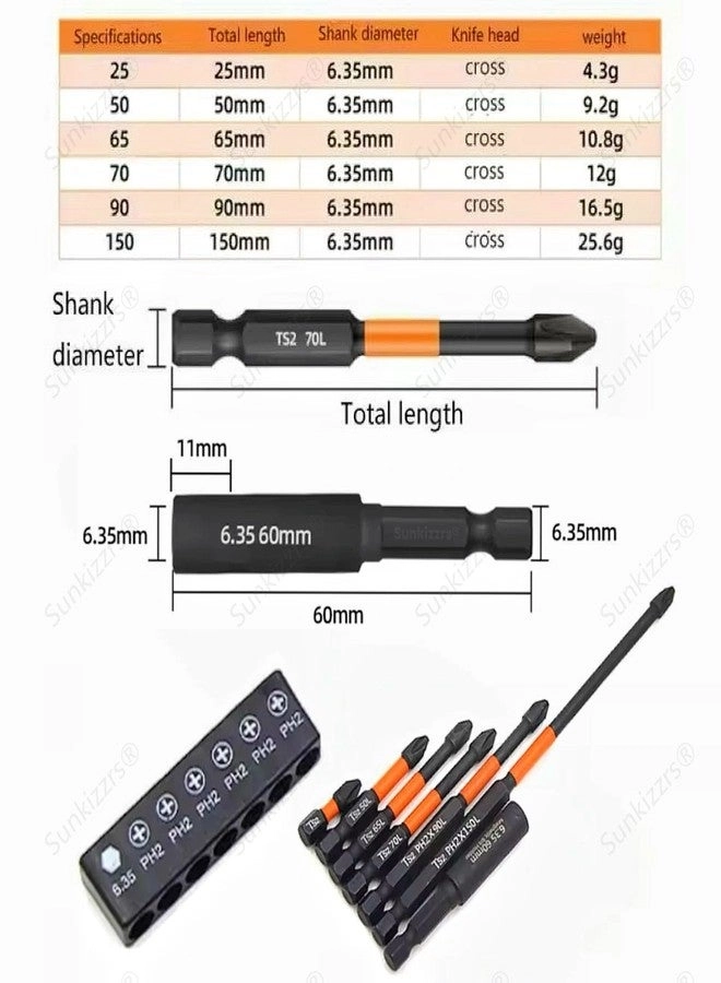 TS2 - 7-Pcs PH2 1/4 Inch Hex Shank