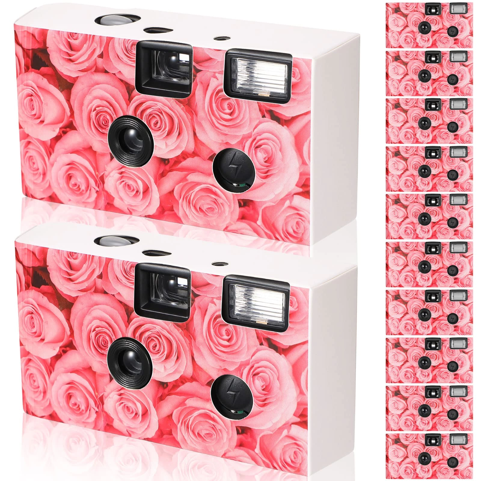 Flutesan Disposable Camera - 12 Pack Built In Flash Pink Rose